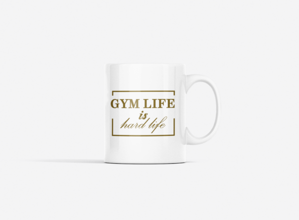 Gym Life is Hard Life Printed Ceramic Coffee Mug 250 Ml
