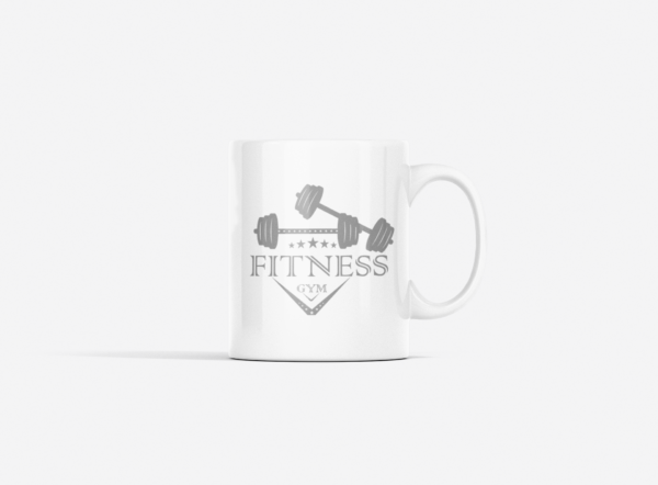 Fitness Gym, 2 Dumbles Printed Ceramic Coffee Mug 250 Ml