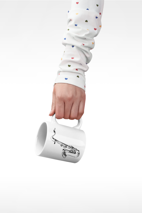 Black Saxophone Printed Ceramic Coffee Mug 250 Ml - Image 3