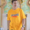 Anything For You Yellow Round Neck Cotton Half Sleeved Mens T-Shirt with Printed Graphics - Image 3