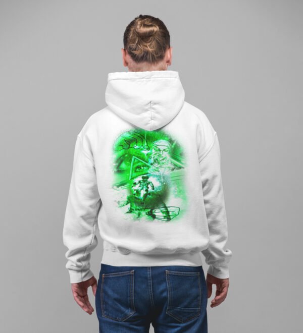 Green Dreams Wear Your Passion for Herb and Nature White Cotton Printed Hoodie For Men - Image 3