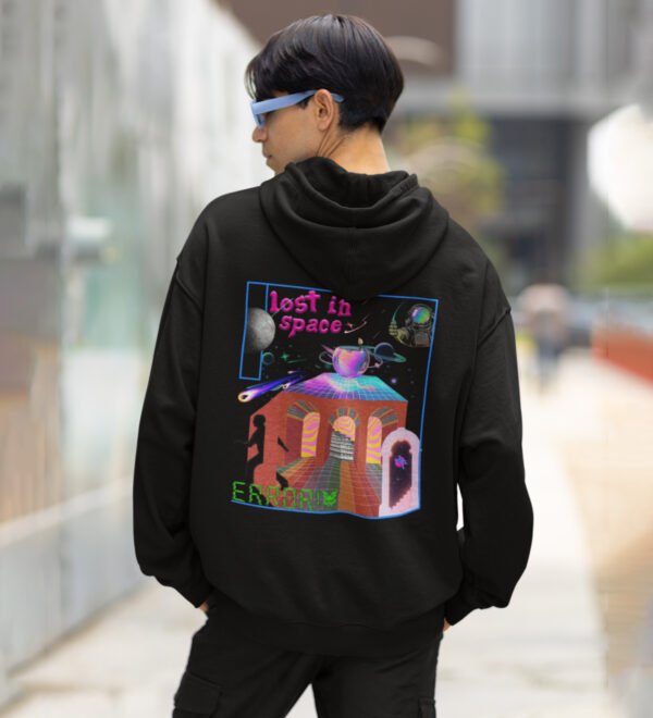Finding Comfort: Lost in Space Black Cotton Printed Hoodies For Men
