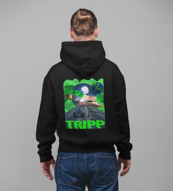 Cosmic Vibes: Tripp Black Cotton Printed Hoodies For Men - Image 3