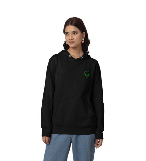 Cosmic Adventure: Space Ship Roll with Cosmic Flow White Cotton Printed Hoodies For Women - Image 2