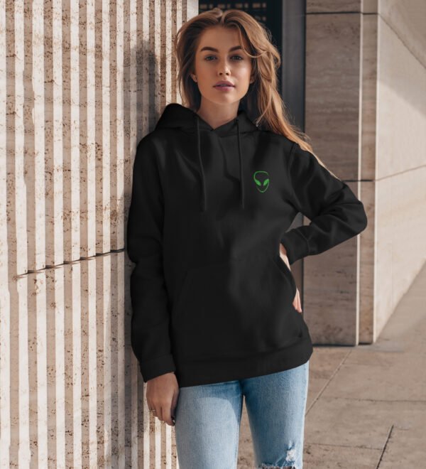 Cosmic Adventure: Space Ship Roll with Cosmic Flow White Cotton Printed Hoodies For Women - Image 4