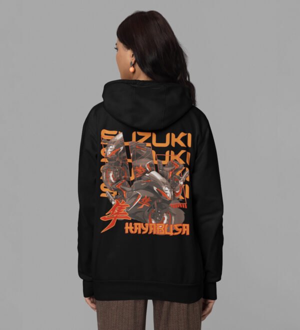 Master of the Open Road – Printed Black Hoodie for Women - Image 3
