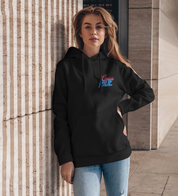 Master of the Open Road – Printed Black Hoodie for Women - Image 2