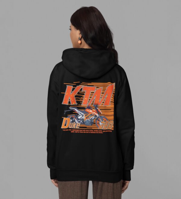 Rule the Road with Unstoppable Power – Printed Black Hoodie for Women - Image 3