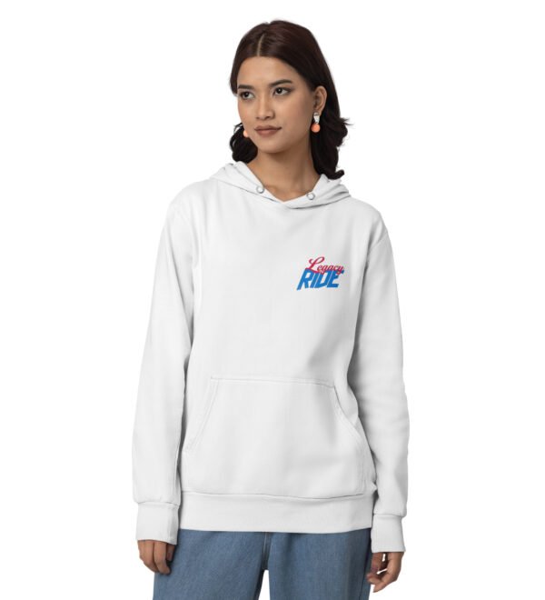 Master of the Open Road – Printed White Hoodie for Women - Image 4