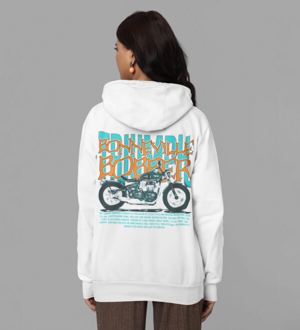 Ride in Style – Classic Cruiser Printed White Hoodie for Women - Image 3