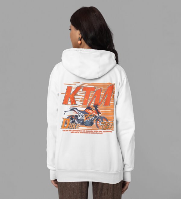 Rule the Road with Unstoppable Power – Printed White Hoodie for Women - Image 3