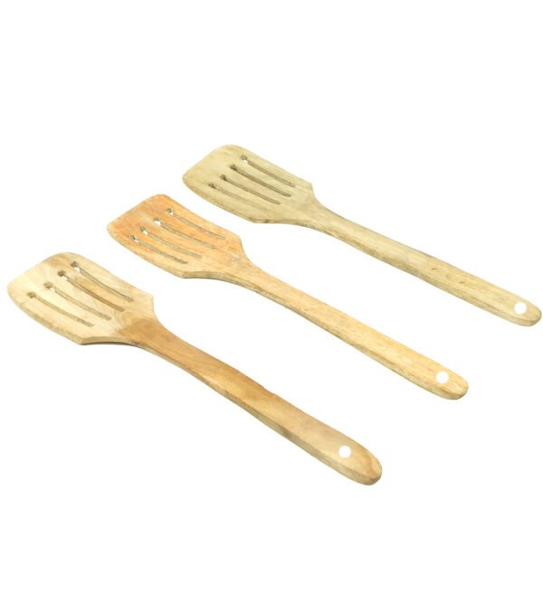 Crafted Elegance: Set of Three Wooden Serving Spoons with Unique Shapes - Image 4
