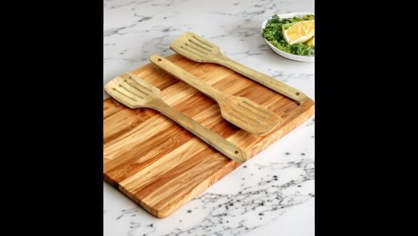 Crafted Elegance: Set of Three Wooden Serving Spoons with Unique Shapes - Image 6