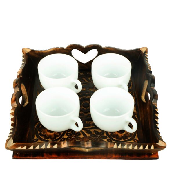 A Pack of 3 Wooden Tray with Intricate Heart Design for Serving or Decor - Image 3