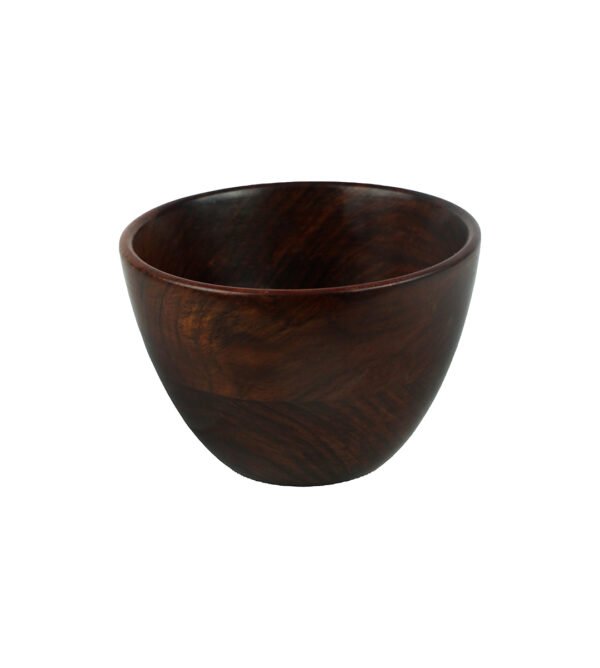 Large Wooden Japanese Glossy Round Bowl with Two Spoons for Kitchen and Table - Image 2