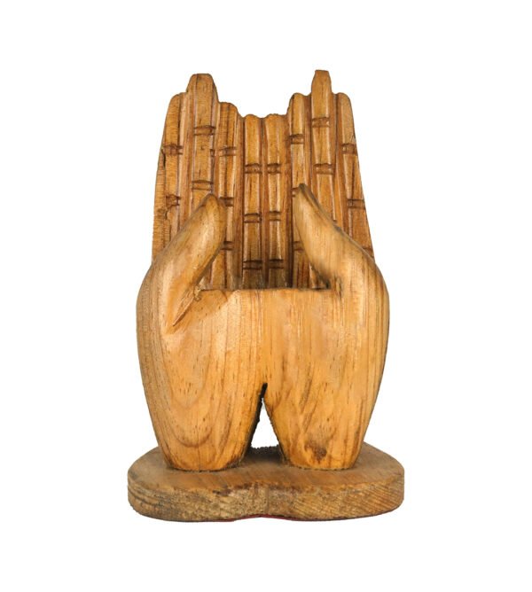 Modern Touch: Wooden Mobile Stand and Finger Showpiece for Elegant Spaces
