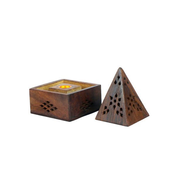 Divine Design: Triangular Wooden Moti Dhup Stand for Spiritual Home Decor - Image 3