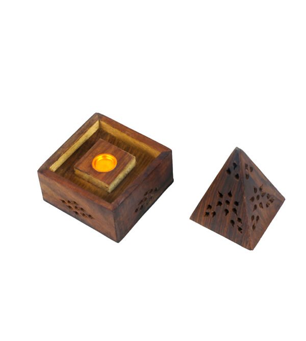 Divine Design: Triangular Wooden Moti Dhup Stand for Spiritual Home Decor - Image 4
