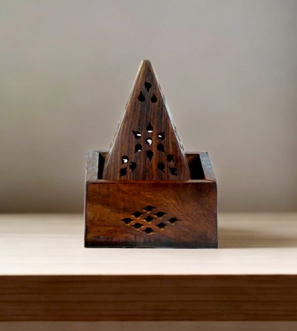 Divine Design: Triangular Wooden Moti Dhup Stand for Spiritual Home Decor - Image 6