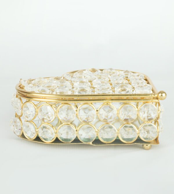 Luxurious Crystal Heart Box: Handmade with Golden Finish and Vibrant Lighting for Home Decor - Image 2