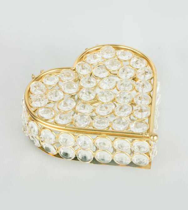 Luxurious Crystal Heart Box: Handmade with Golden Finish and Vibrant Lighting for Home Decor - Image 3