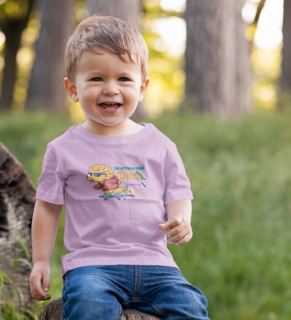 Dino Skater, Printed Cotton T-shirt (Purple) for Boys - Image 4