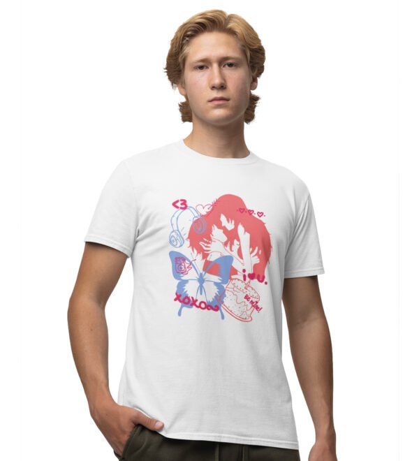 Tangled Souls Round Neck Half Sleeves White Printed Graphic T Shirt