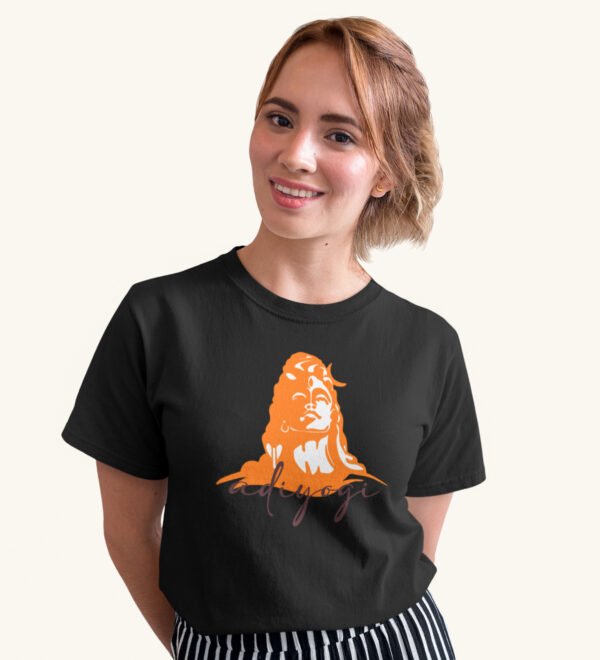 Adiyogi Black Round Neck Cotton Half Sleeved WomenT-Shirt with Printed Graphics - Image 3