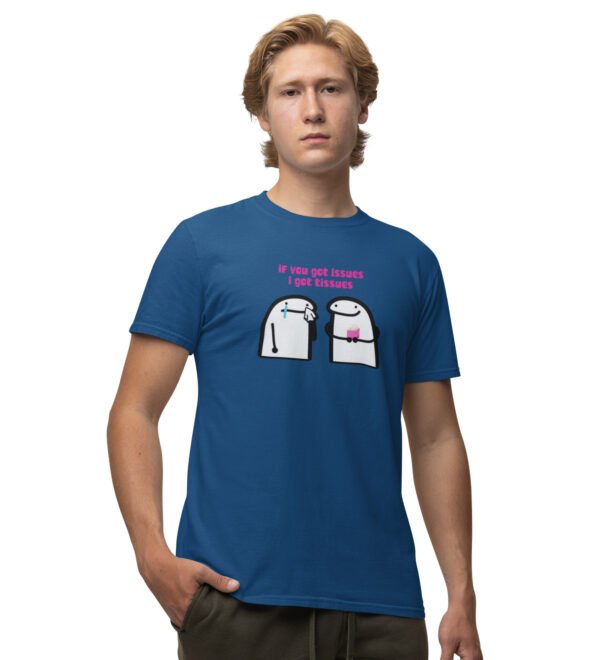 Tissues For Issues Blue Round Neck Cotton Half Sleeved Men T-Shirt with Printed Graphics