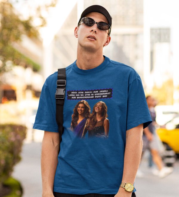 Wierd But Trustworthy Blue Round Neck Cotton Half Sleeved Men T-Shirt with Printed Graphics - Image 2