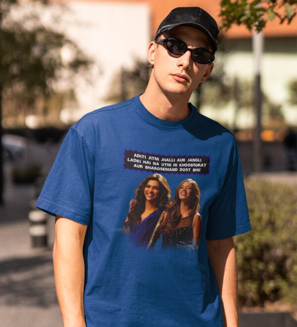 Wierd But Trustworthy Blue Round Neck Cotton Half Sleeved Men T-Shirt with Printed Graphics - Image 3