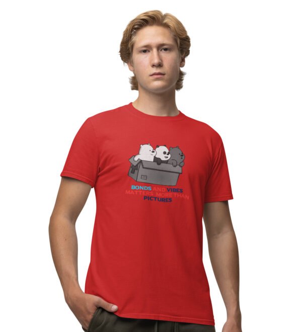Vibes Matters : Printed Cotton Red Round Neck Half Sleeved T-Shirt