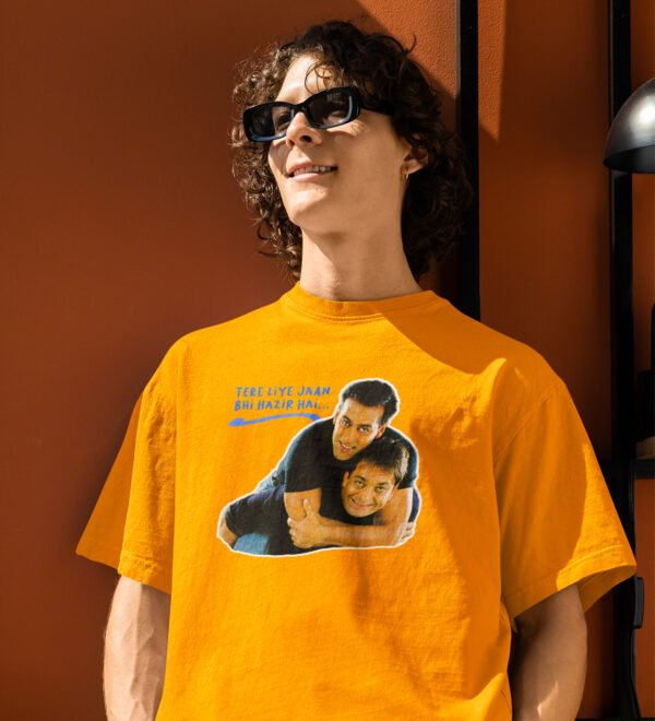 Defination Of Friend : Printed Cotton Yellow Round Neck Half Sleeved T-Shirt - Image 2