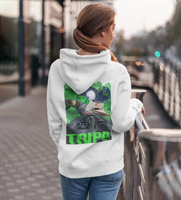 Cosmic Vibes: Tripp White Cotton Printed Hoodies For Women
