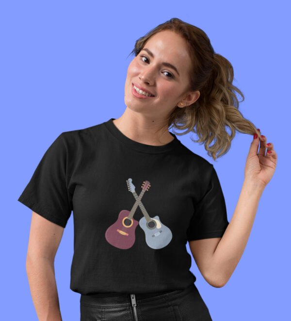 Headphones Women (Black) Graphic Printed Regular Fit Half Sleeve - Image 2
