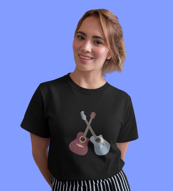 Headphones Women (Black) Graphic Printed Regular Fit Half Sleeve - Image 3