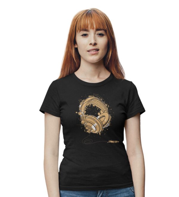 Casette Women (Black) Graphic Printed Regular Fit Half Sleeve