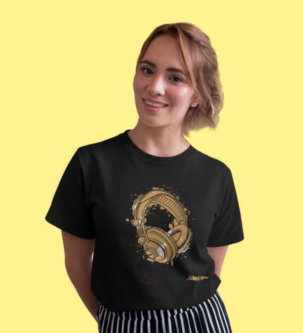 Casette Women (Black) Graphic Printed Regular Fit Half Sleeve - Image 2