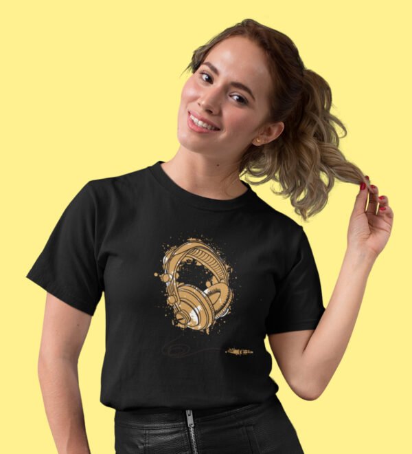 Casette Women (Black) Graphic Printed Regular Fit Half Sleeve - Image 3