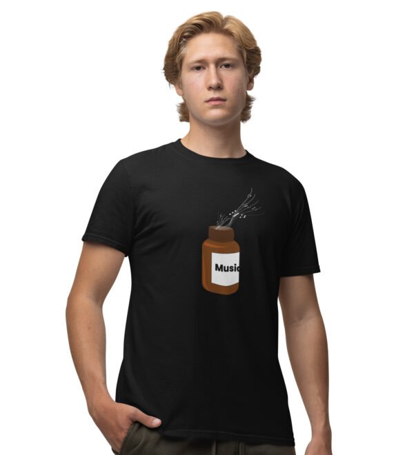 Push Yourself Black Round Neck Cotton Half Sleeved Men's T-Shirt with Printed Graphics