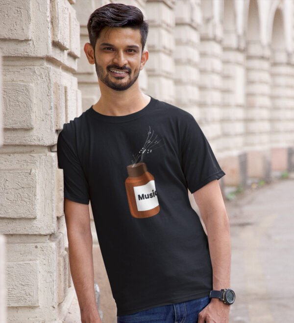 Push Yourself Black Round Neck Cotton Half Sleeved Men's T-Shirt with Printed Graphics - Image 3