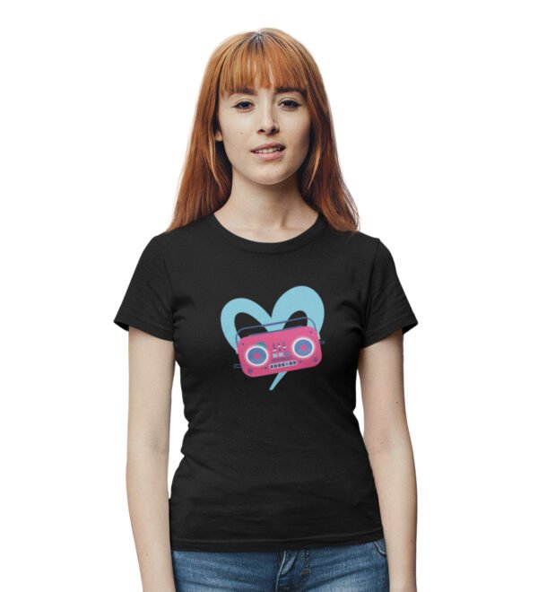 Musical notes Women (Black) Graphic Printed Regular Fit Half Sleeve