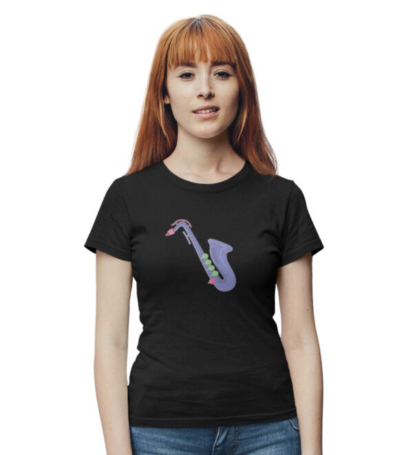 The Swing of Tunes T-Shirt for Women (Black) Casual Printed with Short Sleeve