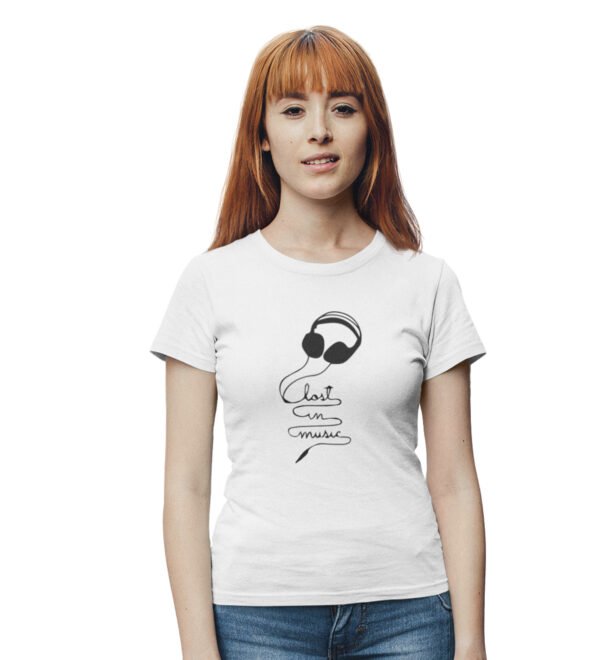 Lost In Music Women (White) Graphic Printed Regular Fit Half Sleeve