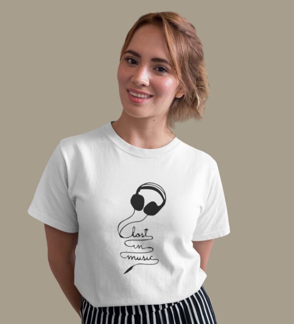 Lost In Music Women (White) Graphic Printed Regular Fit Half Sleeve - Image 3