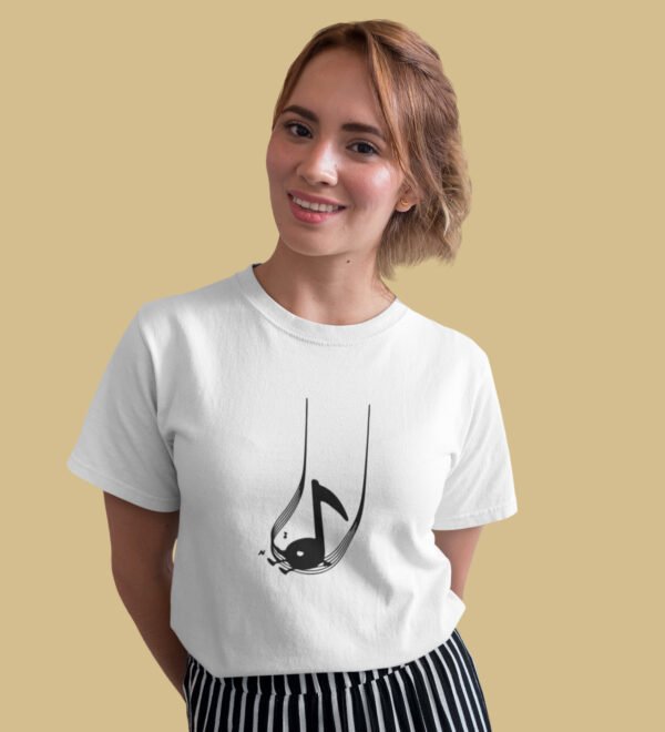 The Swing of Tunes T-Shirt for Women (White) Casual Printed with Short Sleeve - Image 3