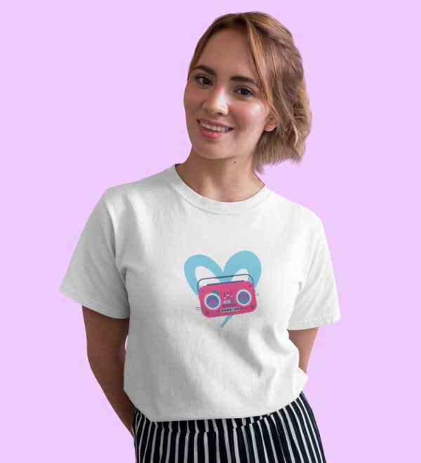 Casette Women (White) Graphic Printed Regular Fit Half Sleeve - Image 3
