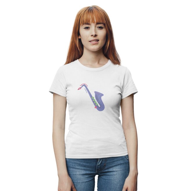 Sexaphone T-Shirt for Women (White) Casual Printed with Short Sleeve