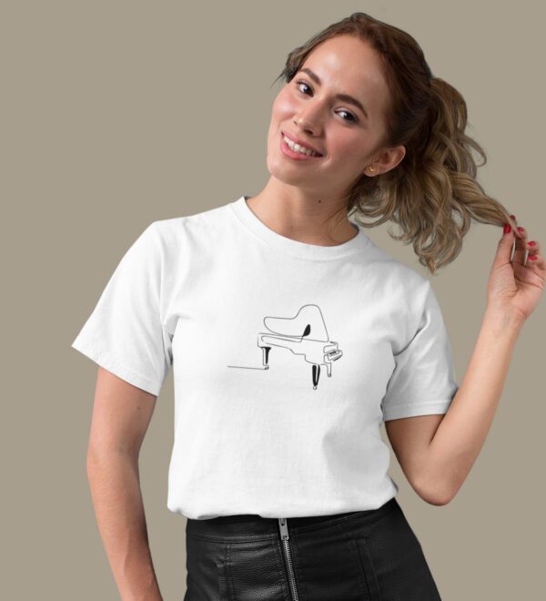 Piano Women (White) Graphic Printed Regular Fit Half Sleeve - Image 2