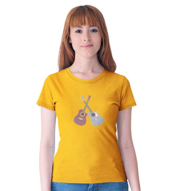 Casette Women (Yellow) Graphic Printed Regular Fit Half Sleeve